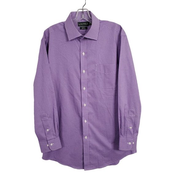 LRL Ralph Lauren Mens Size 16.5 32/33 Shirt Slim Fit Non-Iron 100% Cotton Purple - Picture 2 of 8